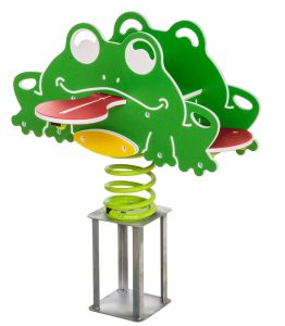 Bujak żaba typu Frog Quartet. Zabawka z sprężyną i kotwą gruntową