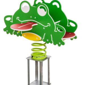 Bujak żaba typu Frog Quartet. Zabawka z sprężyną i kotwą gruntową