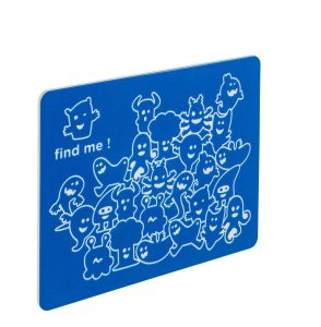 Panel edukacyjny niebieski typu Find me 740×590 mm. Napis ENG