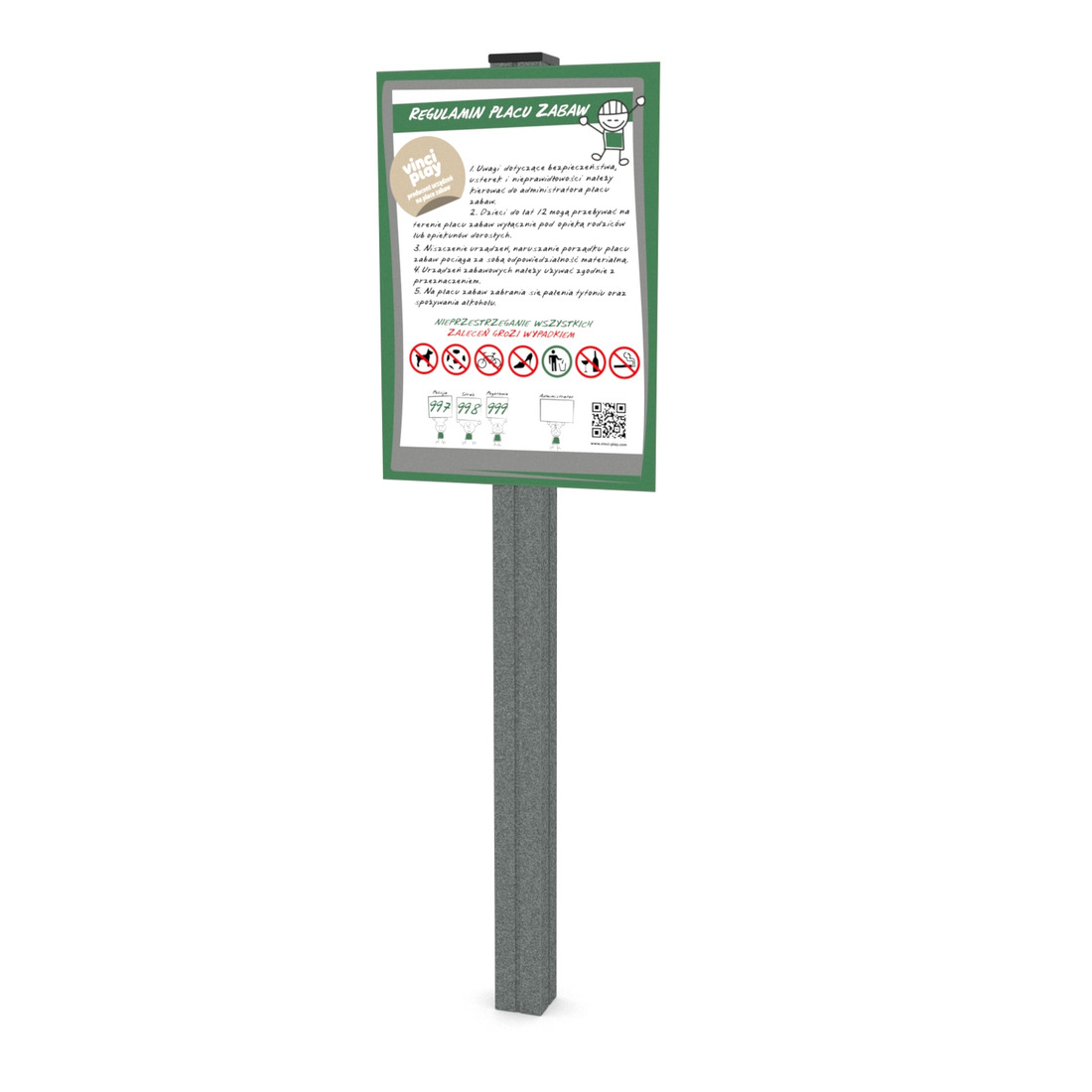 Tablica regulamin Recycled RC1483 — Nowa Strefa