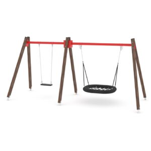Huśtawka drewniana podwójna bocianie gniazdo SWING WD1492 R6R1 — Nowa Strefa